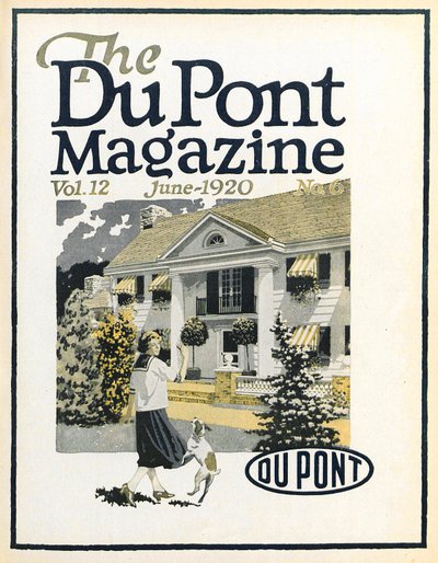 Femme et chien, couverture du DuPont Magazine, juin 1920 - American School