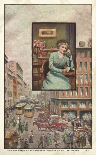 Femme téléphonant à un magasin - American School