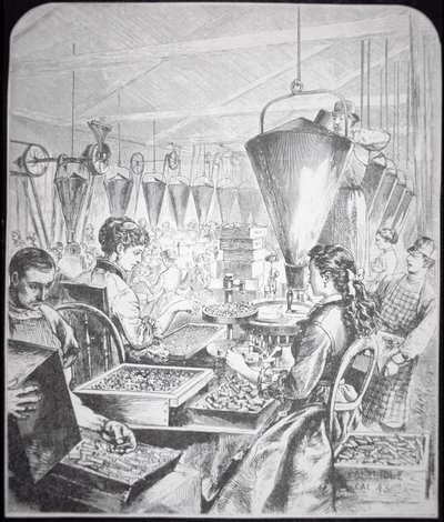 Femmes travaillant dans une usine de munitions, Bridgeport, Connecticut (gravure) - American School