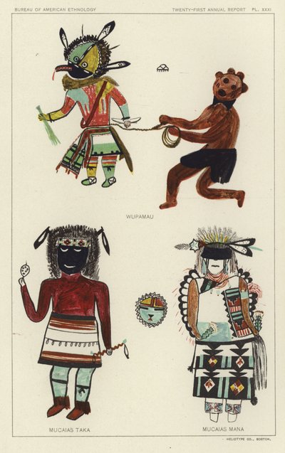 Wupamau, Mucaias Taka, Mucaias Mana (lithographie couleur) - American School