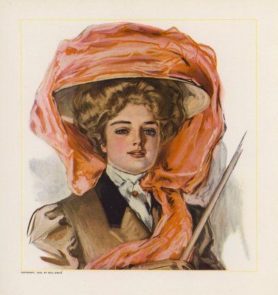Jeune femme avec un chapeau décoré d