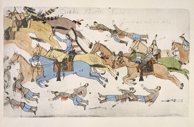 Retraite du commandement du major Marcus Reno (encre sur papier) - Amos Bad Heart Buffalo