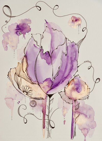 Abstrait floral doré - Amy Tieman