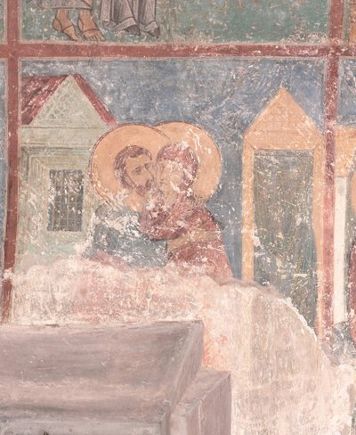 Rencontre de Saints Joachim et Anne à la Porte Dorée, XIIe siècle - Ancient Russian frescos