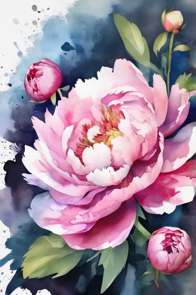 Aquarelle de pivoine rose - Anda Bieza