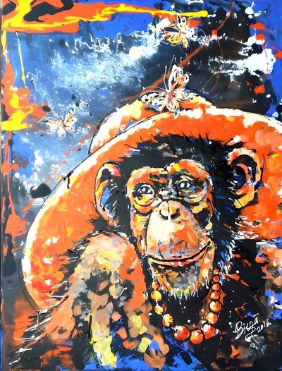 Un singe élégant coiffé d