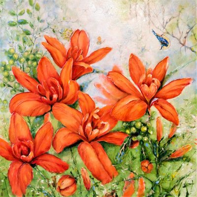 Fleurs orange vif - Anda Bieza