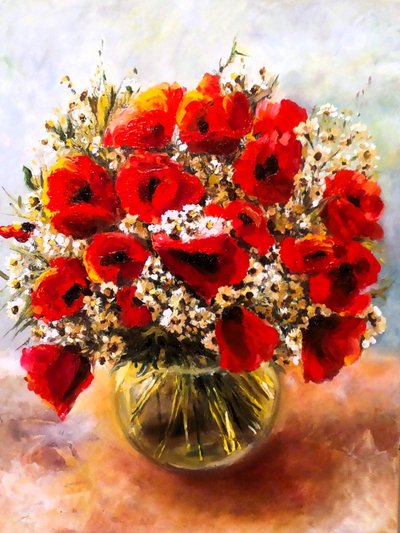 Nature morte aux coquelicots éclatants - Anda Bieza