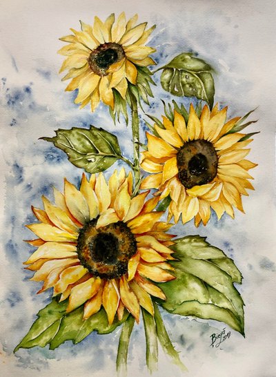 Des tournesols aux couleurs vives peints à l