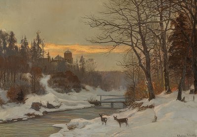 Paysage de rivière en hiver - Anders Andersen Lundby