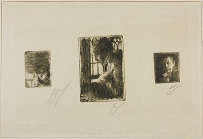 Tête de fille ; paysanne à la fenêtre ; Anders Zorn - Anders Zorn