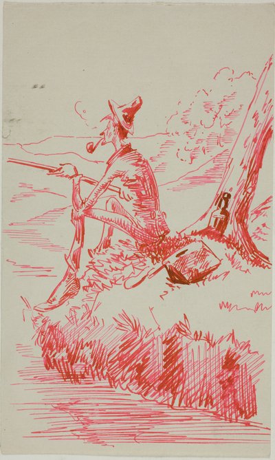 Homme pêchant sur la berge d