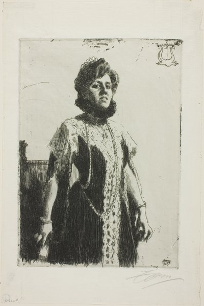 Oxenstierna (Mme Aurore Klintberg, née Oxenstierna, en pied) - Anders Leonard Zorn