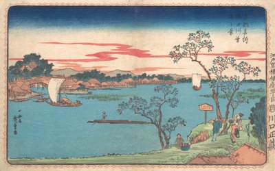 Vue des cerisiers en feuilles le long de la rivière Sumida, 1831 - Ando Hiroshige
