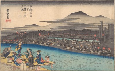 Se rafraîchir le soir à Shijogawara - Ando Hiroshige