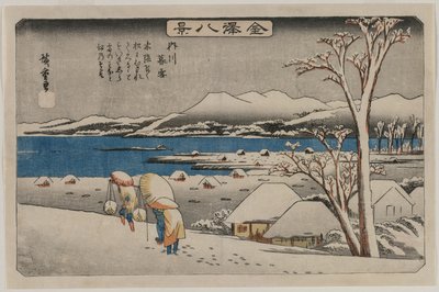 Neige du soir à Uchikawa de la série Huit vues de Kanazawa - Ando Hiroshige