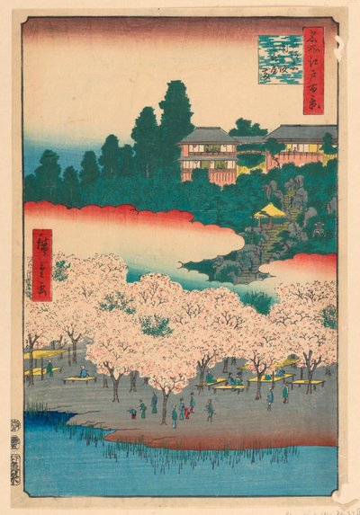 Pavillon des fleurs, colline Dango, Sendagi, de la série "Cent vues célèbres d