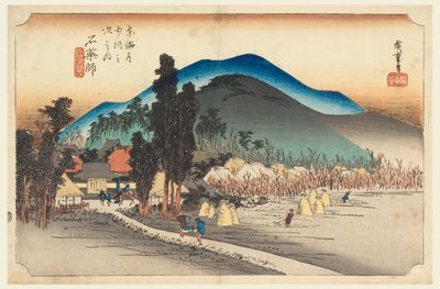 Temple Ishiyakushi, dans Les Cinquante-Trois Stations de la route du Tokaido (Tokaido Gojusan Tsugi-no Uchi) - Ando Hiroshige