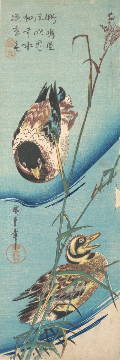 Canards colverts et roseaux enneigés, vers 1843 - Ando Hiroshige