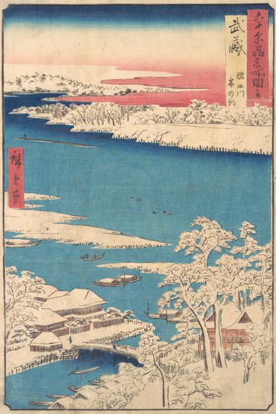 Matin après une chute de neige, la rivière Sumida, province de Musashi, de la série Vues (vers 1853) - Ando Hiroshige