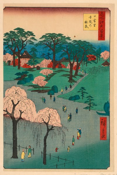 Nippori, jardins du temple (Nippori, jiin no rinsen) de la série Cent vues célèbres d
