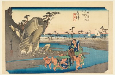 Rivière Okitsu, dans Les Cinquante-Trois Stations de la Route Tokaido (Tokaido Gojusan Tsugi-no Uchi) - Ando Hiroshige