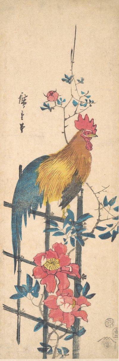 Pivoine et Coq, 1854 - Ando Hiroshige
