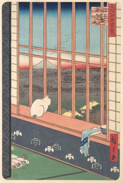 Fêtards revenus du festival Tori no Machi à Asakusa, de la série Cent..., 1857 - Ando Hiroshige