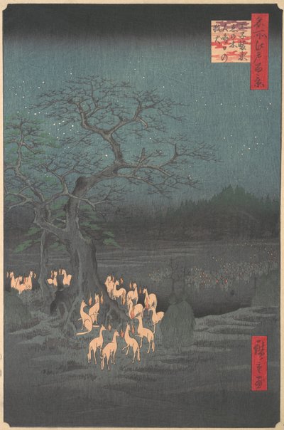 Arbre Shozokuenoki à Oji : Feux de renard la veille du Nouvel An - Ando Hiroshige