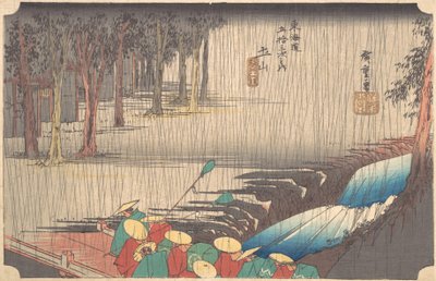 Pluie de printemps à Tsuchiyama 50e station du Tokaido, 19e siècle - Ando Hiroshige