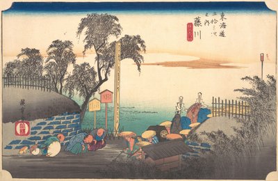 Station Trente-Huit : Fujikawa, Scène à la frontière, des Cinquante-Trois Stations..., vers 1833-34 - Ando Hiroshige