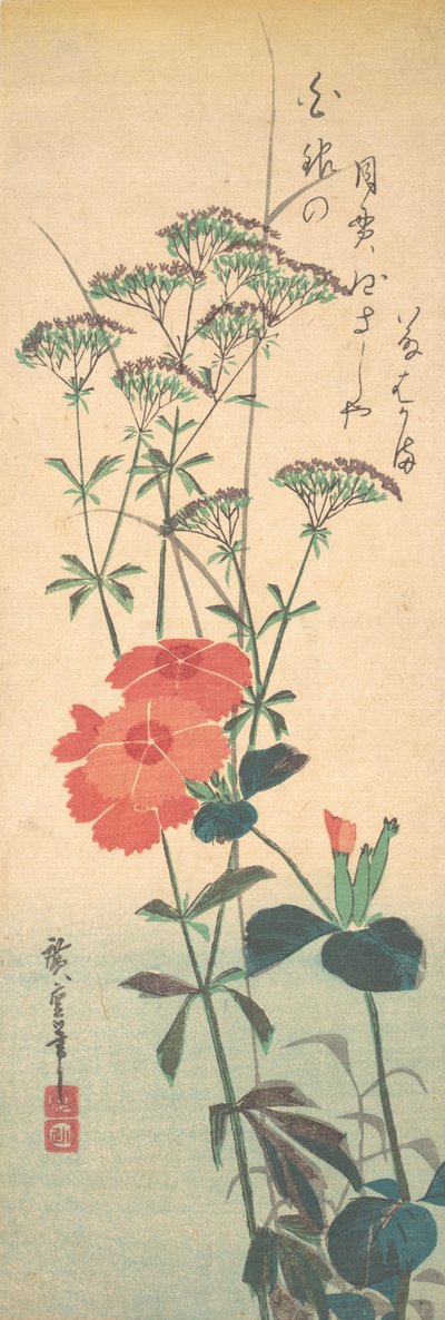 Œillets superbes et agrimoine chinoise - Ando Hiroshige