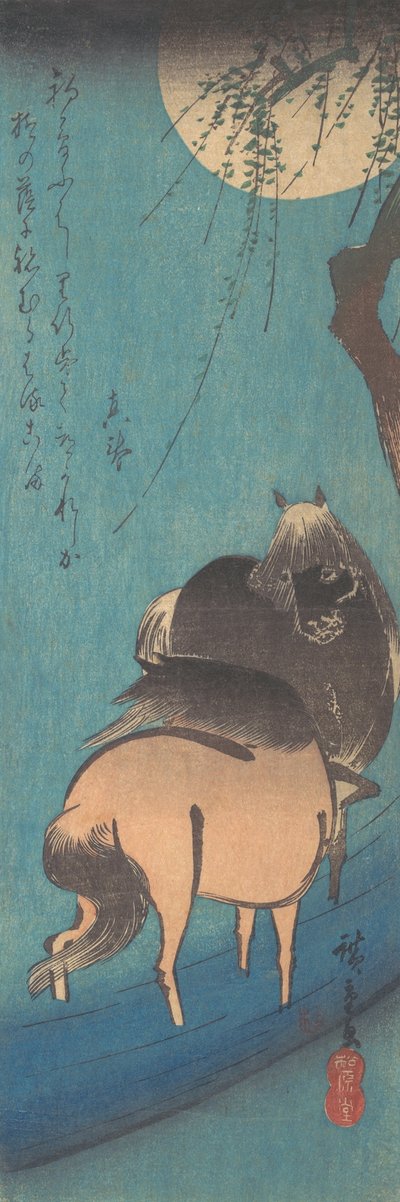 Deux chevaux sous la lune - Ando Hiroshige