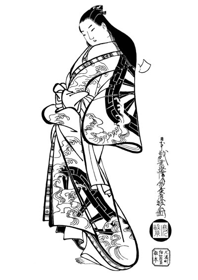 Une femme aux cheveux lâchés, 1700s - Ando Kaigetsudo