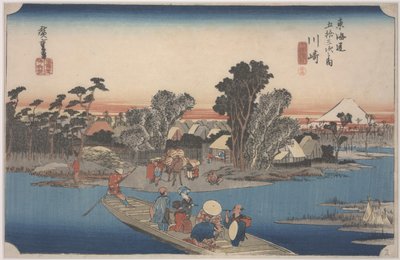Un ferry sur la rivière Rokugo - Ando or Utagawa Hiroshige