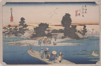 Un ferry sur la rivière Rokugo - Ando or Utagawa Hiroshige