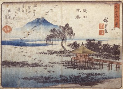 Oies descendant à Katada - Ando or Utagawa Hiroshige
