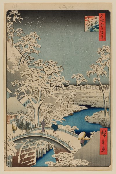 Pont du tambour de Meguro et colline du coucher de soleil - Ando or Utagawa Hiroshige