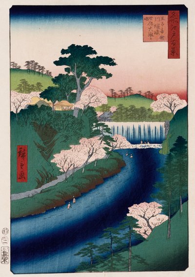 Barrage de la rivière Otonashi, Oji, communément appelé Grande Cascade, de la série Cent vues de lieux célèbres d