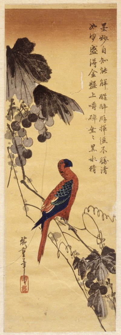 Perroquet et vignes - Ando or Utagawa Hiroshige