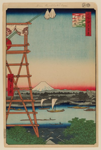 Ryogoku Ekoin et pont Moto-Yanagibashi - Ando or Utagawa Hiroshige