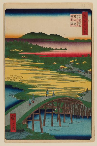 Pont Sugatami, pont Omokage et Jariba à Takata - Ando or Utagawa Hiroshige