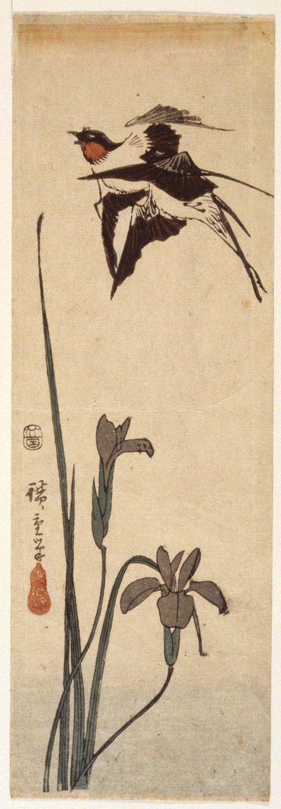 Hirondelles Et Iris - Ando or Utagawa Hiroshige