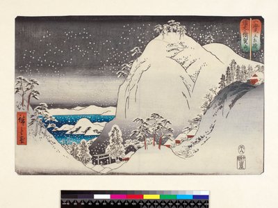 TH Riches 1913 Bizen Ukazan, de la série Montagne et Mer, comparé aux lutteurs, pub. 19e siècle - Ando or Utagawa Hiroshige