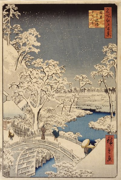 Pont Taiko et colline du coucher de soleil à Meguro - Ando or Utagawa Hiroshige