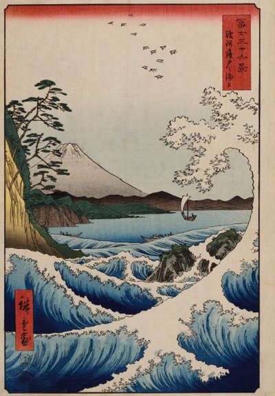 La mer au large de Satta dans la province de Suruga, de la série "Les trente-six vues du mont Fuji" - Ando or Utagawa Hiroshige