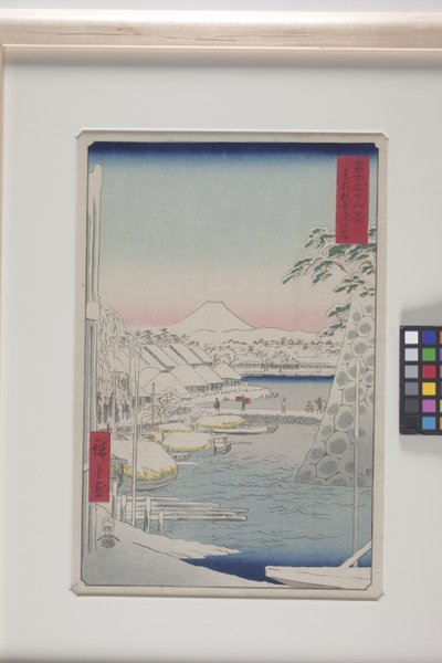 La rive de la rivière Sukiya dans la capitale orientale - Ando or Utagawa Hiroshige
