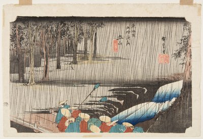 Tsuchiyama : Pluie de printemps - Ando or Utagawa Hiroshige