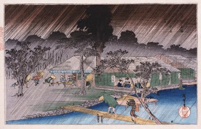 Averse au crépuscule à Tadasu Bank, de la série Lieux célèbres de Kyoto - Ando or Utagawa Hiroshige
