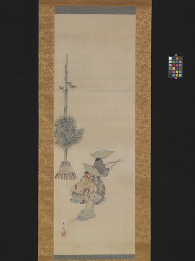 Deux femmes avec des chapeaux dansant - Ando or Utagawa Hiroshige